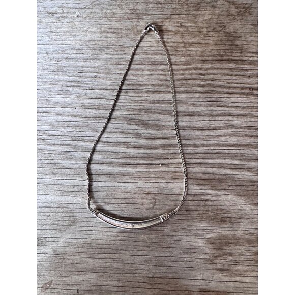 Authentic Swarovski Pavé Crystal Curved Bar Necklace – Rhodium Plated, Swan Logo - Picture 3 of 8